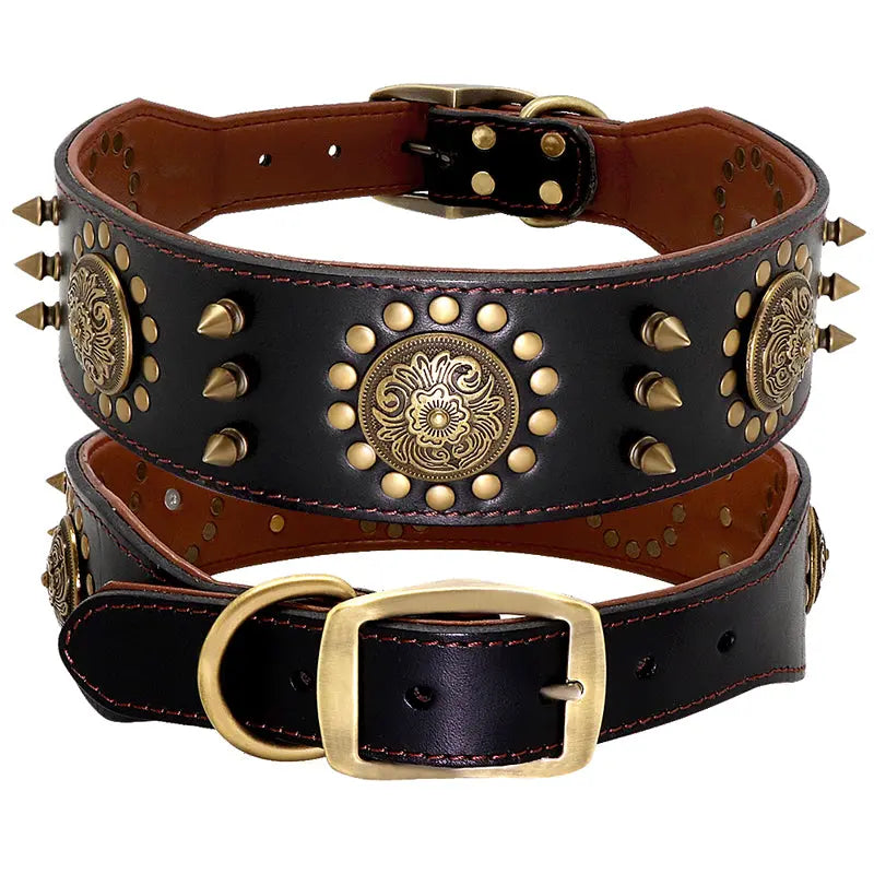 Leather Stud Dog Collar Large Dog Anti-Bite Stud Dog Collar JD Pet Boutique