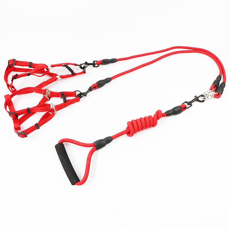 Dog Teddy Two-headed Dog Chain One Drag Three Dog Leash