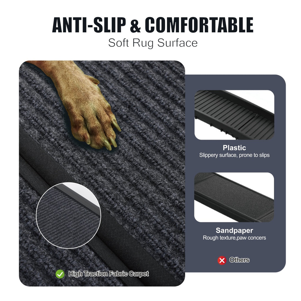 Dog Ramp For Car 65x17 Large Folding Pet Stair Ramps For Truck, SUV, With Non-Slip Surface, Up To 250LBS, Outdoor Dog Car Ramp For Medium  Large Dogs, Portable Pet Steps