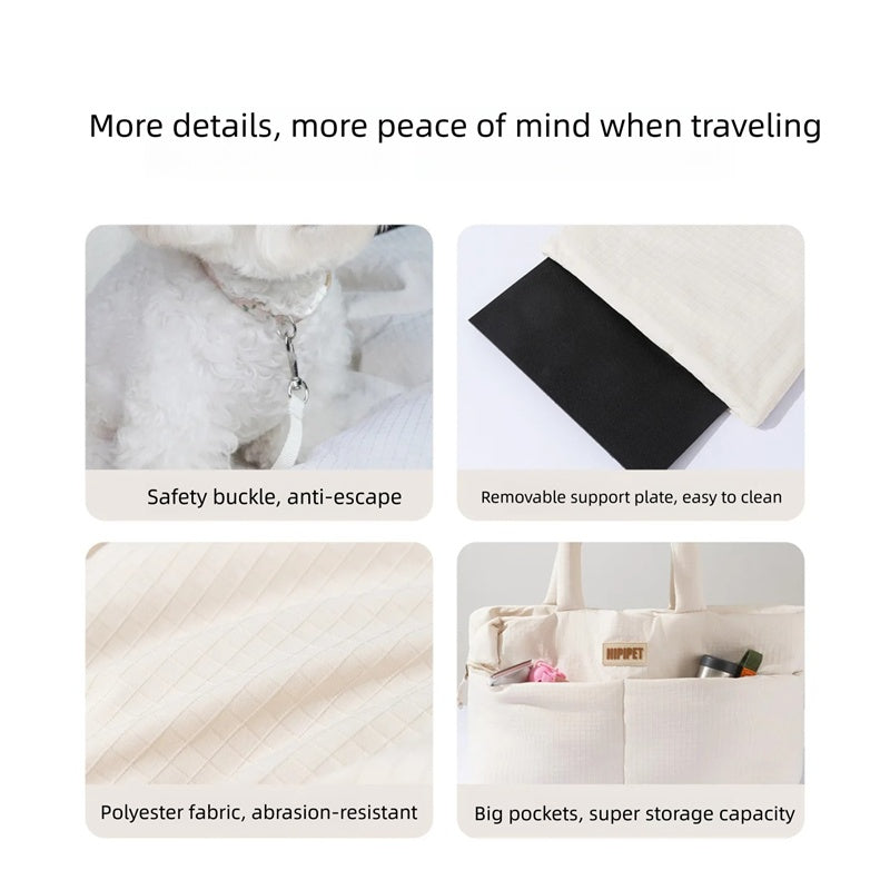 Dog Car Seat Pet Carrier With Adjustable Safety Leash For Small Dogs Puppies Cats,Portable Center Console Dog Car Seat