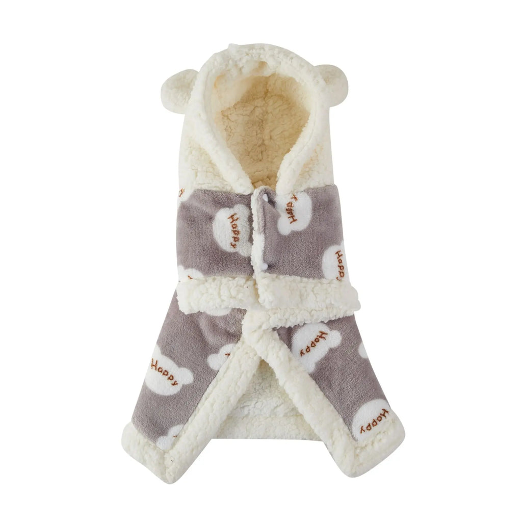 Pet Clothes Warm Thickened Flannel Hooded Shawl Pajamas JD Pet Boutique