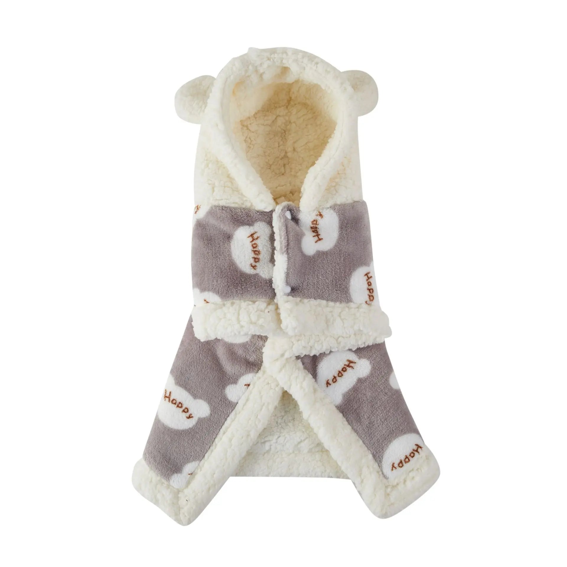 Pet Clothes Warm Thickened Flannel Hooded Shawl Pajamas JD Pet Boutique