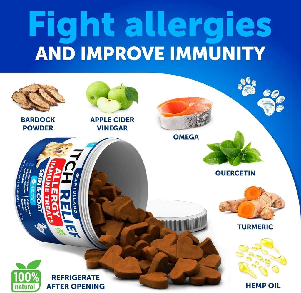 Do Not Sell On Amazon Dog Allergy Relief Chews Itching Skin Relief For Dogs Fish Oil 3 Seasonal Allergies Pills Skin & Coat Anti ItchHot Spots Treatment Canine Immune Health Supplement 180 Soft Treats