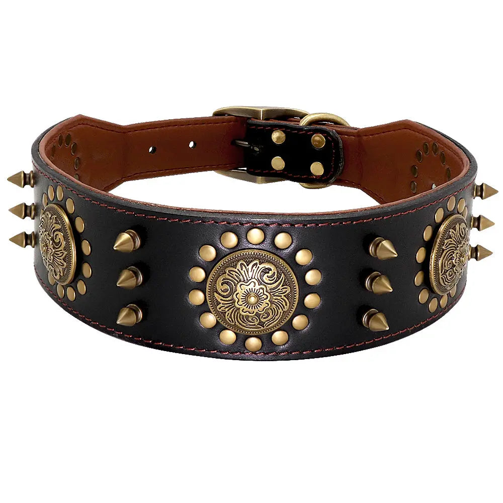 Leather Stud Dog Collar Large Dog Anti-Bite Stud Dog Collar JD Pet Boutique