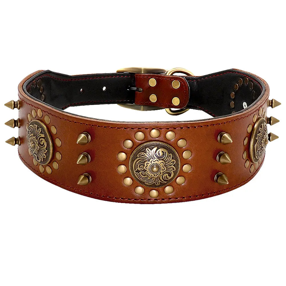 Leather Stud Dog Collar Large Dog Anti-Bite Stud Dog Collar JD Pet Boutique
