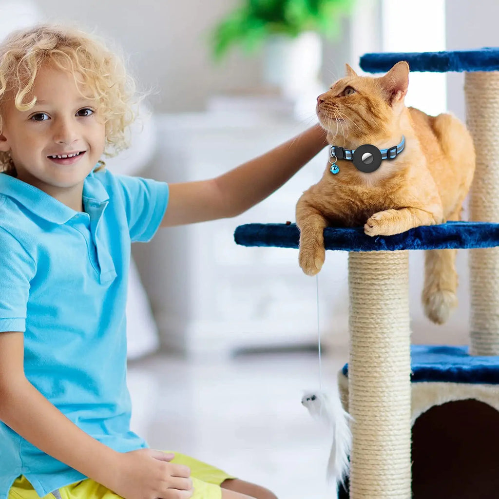 Airtag Pet Collar With Bell Reflective Adjustable Anti-lost Cat Dog Collar JD Pet Boutique