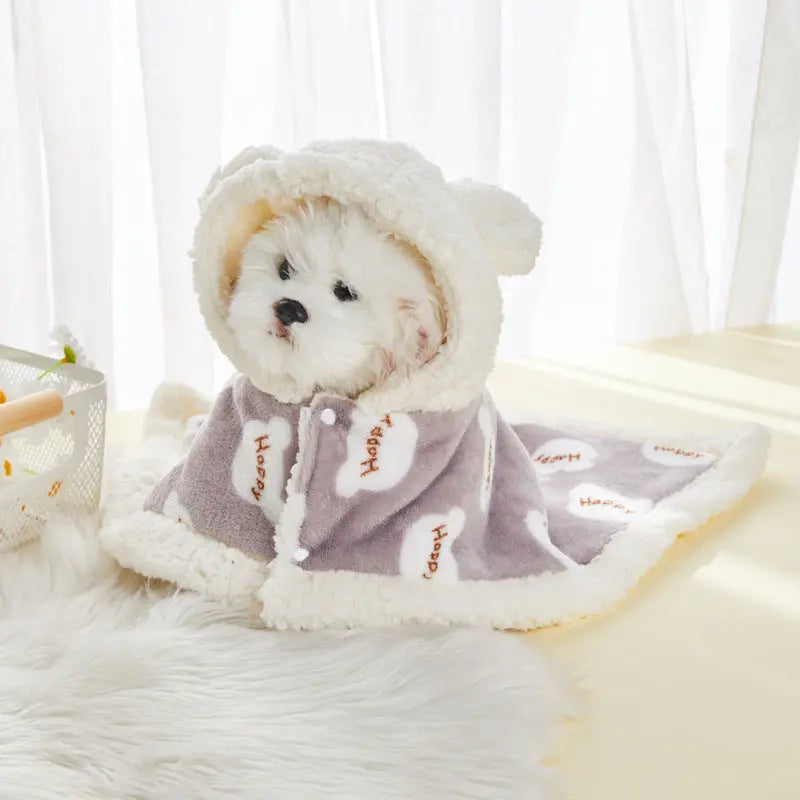 Pet Clothes Warm Thickened Flannel Hooded Shawl Pajamas JD Pet Boutique