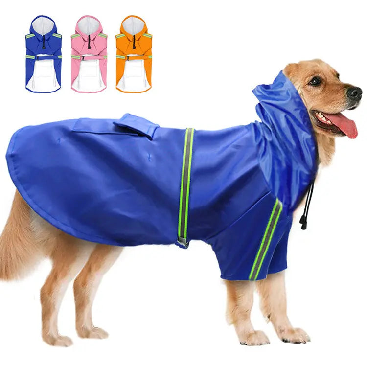 Spring and summer new dog raincoat waterproof cape dog reflective raincoat large dog raincoat 1