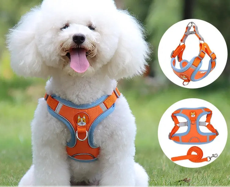 Vest Type Dog Harness Small Leash Reflective 1