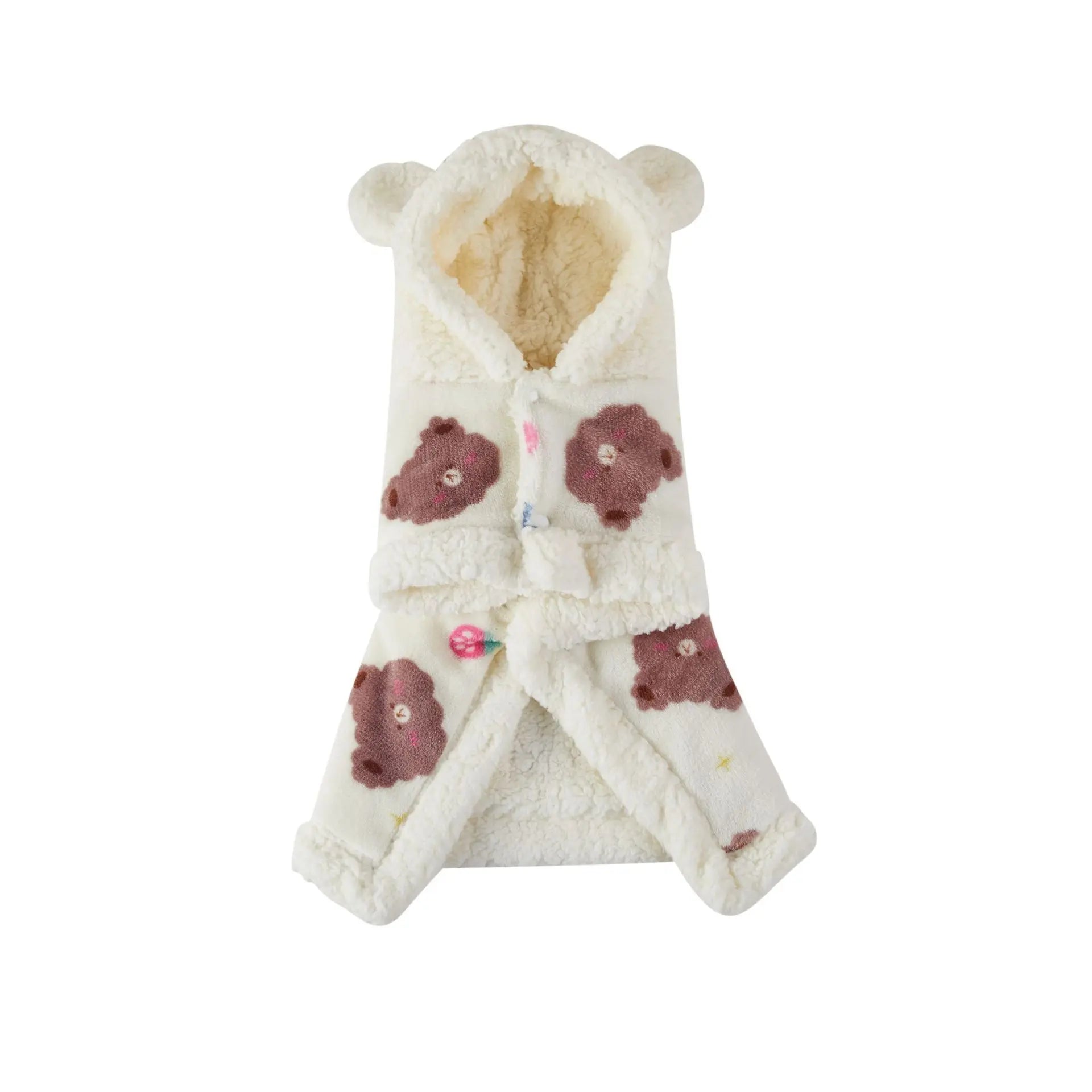 Pet Clothes Warm Thickened Flannel Hooded Shawl Pajamas JD Pet Boutique
