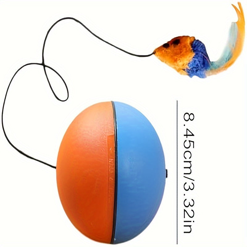 Interactive Cat Toy Ball Plush Mouse Exercise Blue And Orange