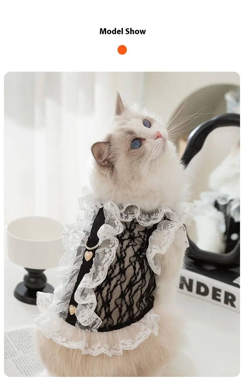 Cat Clothes Lace Traction Vest Puppy Kittens Thin Pet Cat Clothing JD Pet Boutique