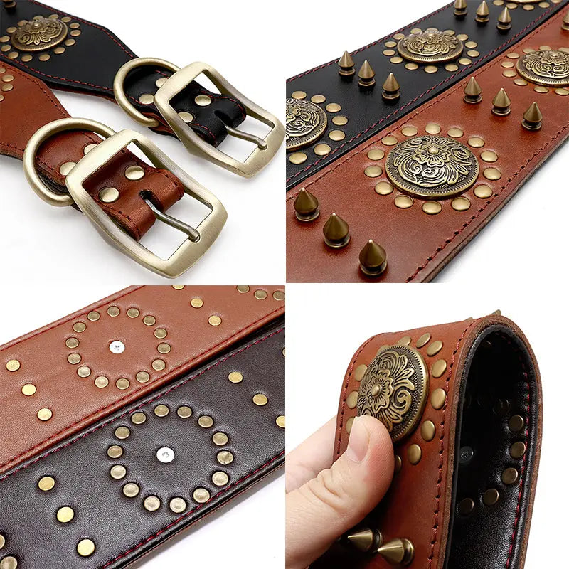 Leather Stud Dog Collar Large Dog Anti-Bite Stud Dog Collar JD Pet Boutique