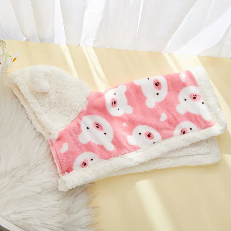 Pet Clothes Warm Thickened Flannel Hooded Shawl Pajamas JD Pet Boutique