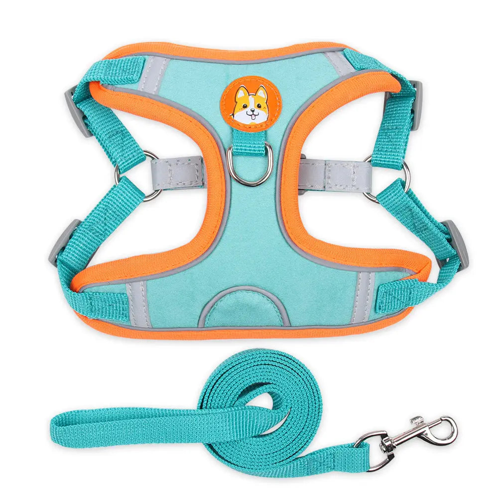 Vest Type Dog Harness Small Leash Reflective 1