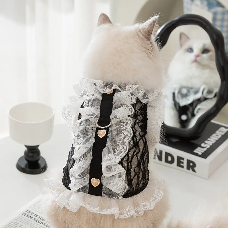 Cat Clothes Lace Traction Vest Puppy Kittens Thin Pet Cat Clothing JD Pet Boutique