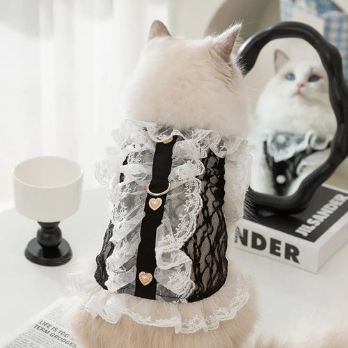 Cat Clothes Lace Traction Vest Puppy Kittens Thin Pet Cat Clothing JD Pet Boutique