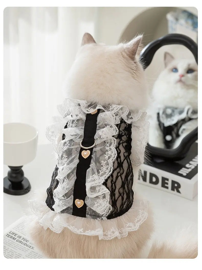 Cat Clothes Lace Traction Vest Puppy Kittens Thin Pet Cat Clothing JD Pet Boutique