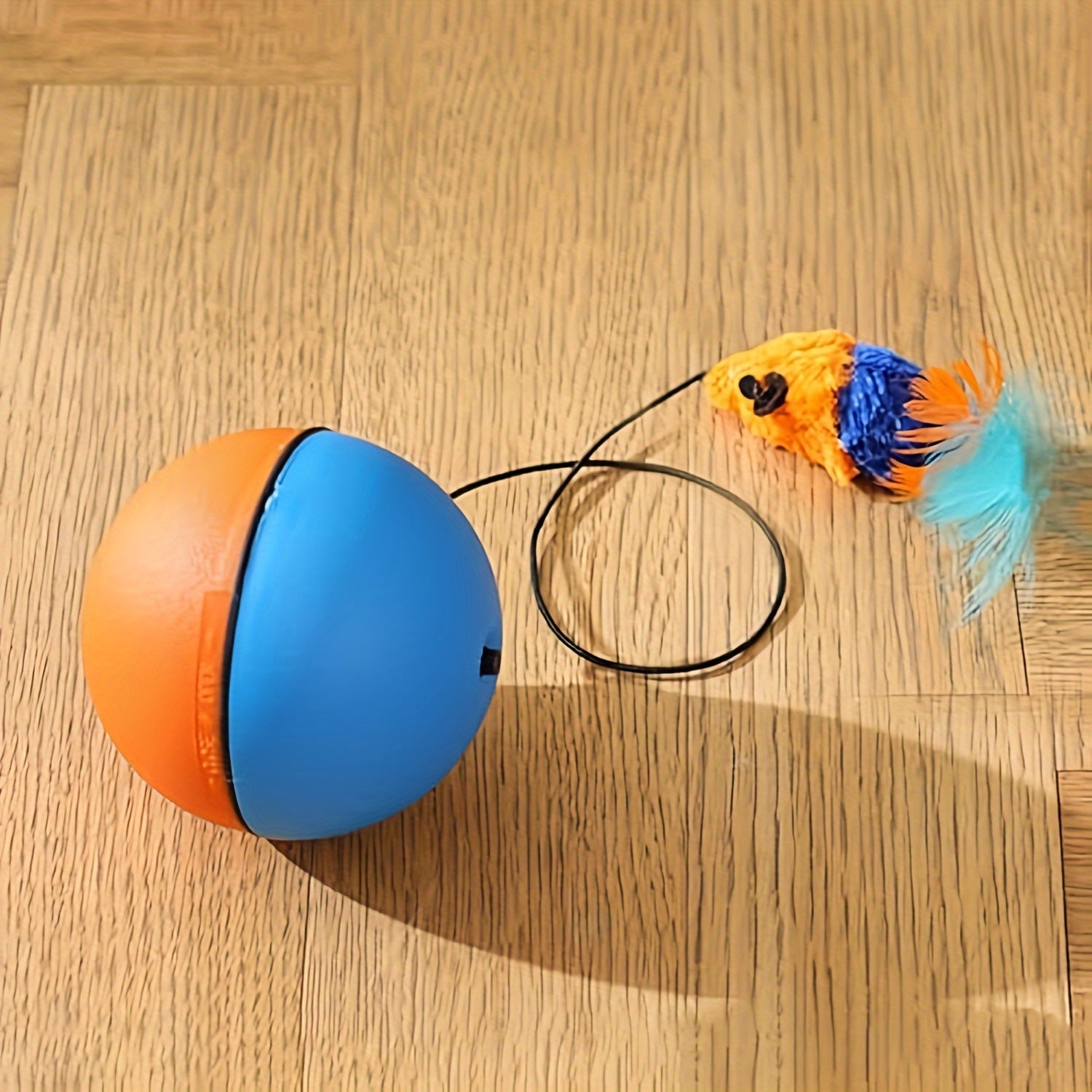 Interactive Cat Toy Ball Plush Mouse Exercise Blue And Orange