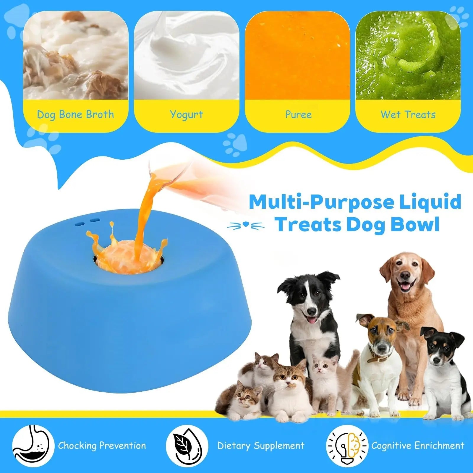 Pet Slow Feeder Non-Slip Spherical Dog Licking Bowl Anti-Choking Dog Bowl Lick Toy For Liquid Treats Bone Broth Yogurt JD Pet Boutique