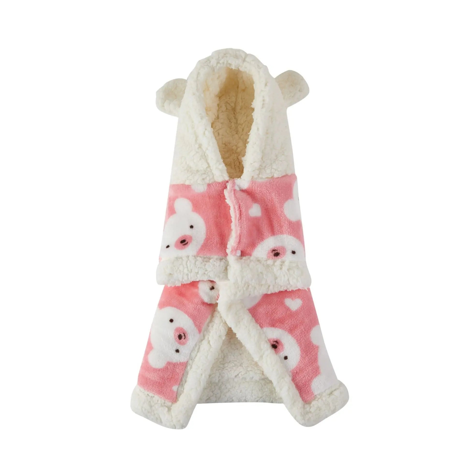 Pet Clothes Warm Thickened Flannel Hooded Shawl Pajamas JD Pet Boutique